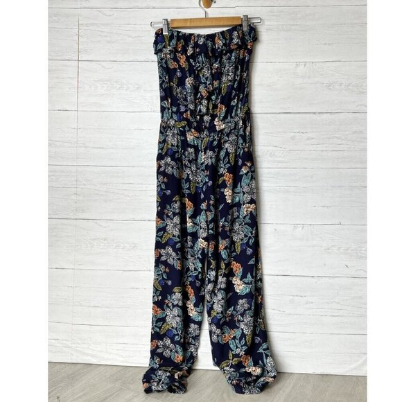 Angie Jumpsuit Womens Size Small Colorful Floral Ruffles Strapless Summertime - Picture 1 of 15